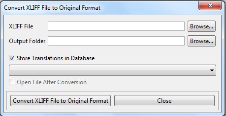 Convert XLIFF File to Original Format dialog