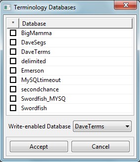 Reference Terminology Databases dialog